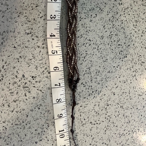 Chan lu Brown leather Silver beads Braided Bracelet - Picture 7 of 7